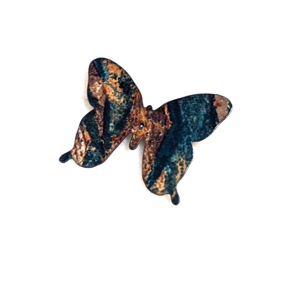 Vintage Artisan Made Marbled Enamel Butterfly Brooche - Picture 9 of 9